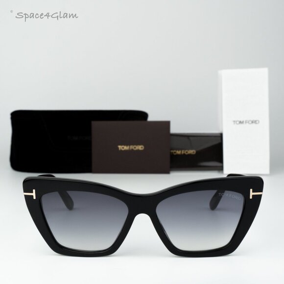 Tom Ford Women Sunglasses Black Grad Smoke Cat Eye FT0871/S WYATT 01B BRAND NEW main image 7